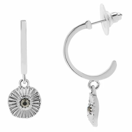 Sonoma Goods For Life® Organic Radial Textured Coin J Hoop Earrings 3 Sonoma Goods For Life® Organic Radial Textured Coin J Hoop Earrings