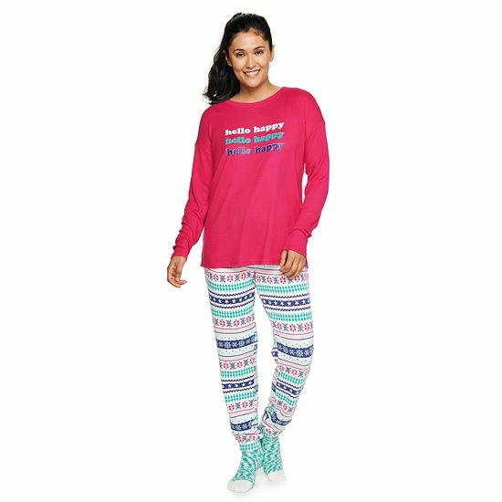 Women's Sonoma Goods For Life® 3-pc. Long Sleeve Pajama Top, Pajama Pants & Socks Set Green Soft Camo 14 Women's Sonoma Goods For Life® 3-pc. Long Sleeve Pajama Top, Pajama Pants & Socks Set Green Soft Camo - Image 12