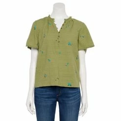 Women's Sonoma Goods For Life® Flutter Short Sleeve Top Olive Floral -Sonoma Goods For Life shop unnamed file 13141