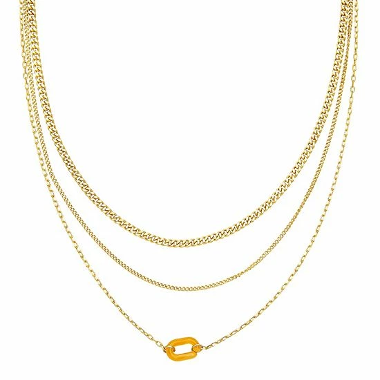 Sonoma Goods For Life® Gold Tone Multi Chain Orange Resin Link Necklace 3 Sonoma Goods For Life® Gold Tone Multi Chain Orange Resin Link Necklace