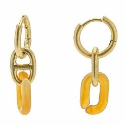 Sonoma Goods For Life® Gold Tone Orange Resin & Metal Link Huggie Drop Earrings
