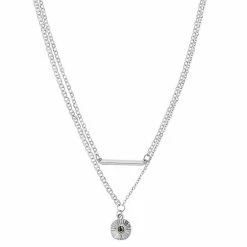 Sonoma Goods For Life® 2 Row Bar And Radial Textured Coin Pendant Necklace