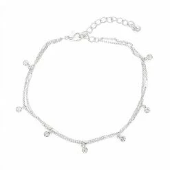 Sonoma Goods For Life® Silver Tone Two-Row Simulated Crystal Station Anklet