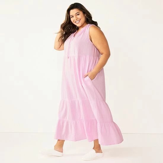 Plus Size Sonoma Goods For Life® X Lauren Lane Tiered Maxi Dress Daydream Purple 5 Plus Size Sonoma Goods For Life® X Lauren Lane Tiered Maxi Dress Daydream Purple - Image 3