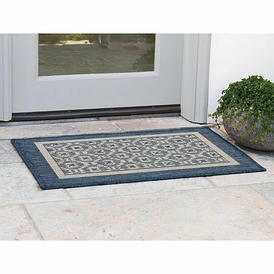 Sonoma Goods For Life® Framed Border Indoor Outdoor Area And Throw Rug Teal 5 Sonoma Goods For Life® Framed Border Indoor Outdoor Area And Throw Rug Teal - Image 3