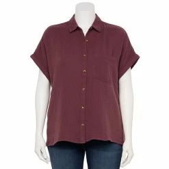 Plus Size Sonoma Goods For Life® Button-Down Shirt Yellow Textured Daisy -Sonoma Goods For Life shop unnamed file 13268