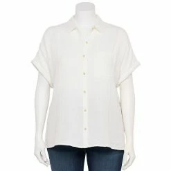 Plus Size Sonoma Goods For Life® Button-Down Shirt Yellow Textured Daisy -Sonoma Goods For Life shop unnamed file 13271