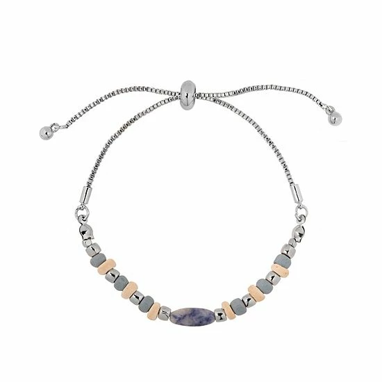 Sonoma Goods For Life® Silver Tone Nickel Free Semi-Precious Beaded Pull Tie Bracelet 3 Sonoma Goods For Life® Silver Tone Nickel Free Semi-Precious Beaded Pull Tie Bracelet