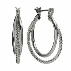 Sonoma Goods For Life® Silver Tone Twist Double-Hoop Earrings