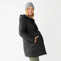 Maternity Sonoma Goods For Life® Cinch Waist Puffer Jacket Black