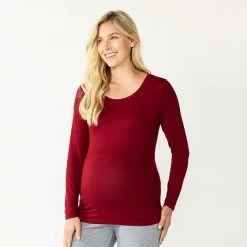 Maternity Sonoma Goods For Life® Essential Scoopneck Long Sleeve Tee Maroon