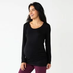 Maternity Sonoma Goods For Life® Essential Scoopneck Long Sleeve Tee Maroon -Sonoma Goods For Life shop unnamed file 13423