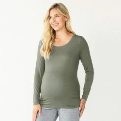 Maternity Sonoma Goods For Life® Essential Scoopneck Long Sleeve Tee Maroon -Sonoma Goods For Life shop unnamed file 13429
