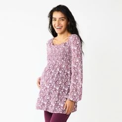 Maternity Sonoma Goods For Life® Smocked Bodice Empire Top Maroon -Sonoma Goods For Life shop unnamed file 13438