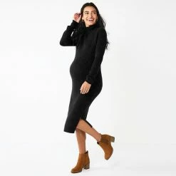 Maternity Sonoma Goods For Life® Side Slit Sweater Dress Black