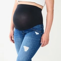 Maternity Sonoma Goods For Life® Over-the-Belly Clean-Hem Jeggings Destructed Medium Wash -Sonoma Goods For Life shop unnamed file 13490