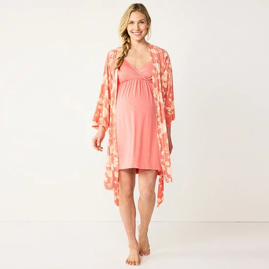 Maternity Sonoma Goods For Life® Nursing Nightgown & Robe Set Grey Animal 8 Maternity Sonoma Goods For Life® Nursing Nightgown & Robe Set Grey Animal - Image 6