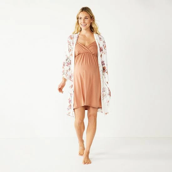 Maternity Sonoma Goods For Life® Nursing Nightgown & Robe Set Grey Animal 9 Maternity Sonoma Goods For Life® Nursing Nightgown & Robe Set Grey Animal - Image 7