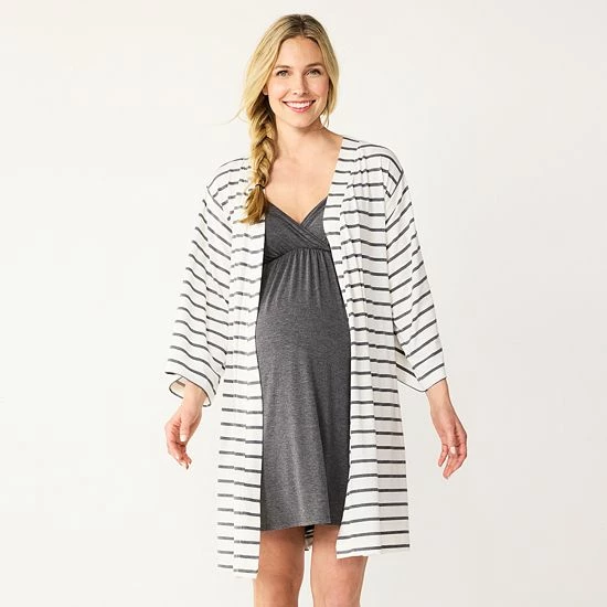 Maternity Sonoma Goods For Life® Nursing Nightgown & Robe Set Grey Animal 12 Maternity Sonoma Goods For Life® Nursing Nightgown & Robe Set Grey Animal - Image 10