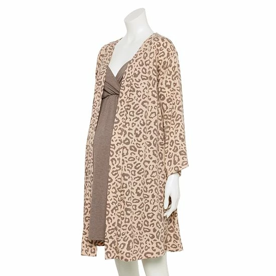 Maternity Sonoma Goods For Life® Nursing Nightgown & Robe Set Grey Animal 14 Maternity Sonoma Goods For Life® Nursing Nightgown & Robe Set Grey Animal - Image 12