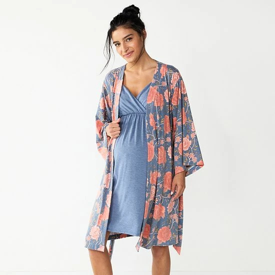 Maternity Sonoma Goods For Life® Nursing Nightgown & Robe Set Grey Animal 15 Maternity Sonoma Goods For Life® Nursing Nightgown & Robe Set Grey Animal - Image 13