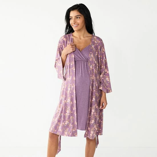 Maternity Sonoma Goods For Life® Nursing Nightgown & Robe Set Grey Animal 16 Maternity Sonoma Goods For Life® Nursing Nightgown & Robe Set Grey Animal - Image 14