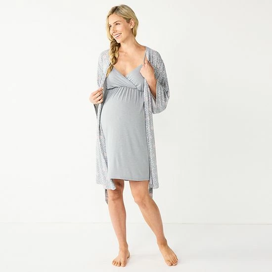 Maternity Sonoma Goods For Life® Nursing Nightgown & Robe Set Grey Animal 18 Maternity Sonoma Goods For Life® Nursing Nightgown & Robe Set Grey Animal - Image 16