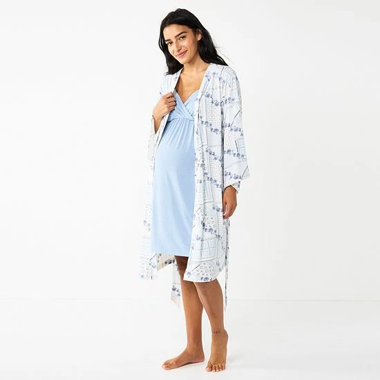 Maternity Sonoma Goods For Life® Nursing Nightgown & Robe Set Grey Animal 19 Maternity Sonoma Goods For Life® Nursing Nightgown & Robe Set Grey Animal - Image 17