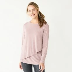Maternity Sonoma Goods For Life® Long Sleeve Asymmetrical Nursing Top Purple -Sonoma Goods For Life shop unnamed file 13571