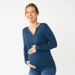 Maternity Sonoma Goods For Life® Long Sleeve Knotted Thermal Top Blue -Sonoma Goods For Life shop unnamed file 13634
