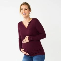Maternity Sonoma Goods For Life® Long Sleeve Knotted Thermal Top Blue -Sonoma Goods For Life shop unnamed file 13635