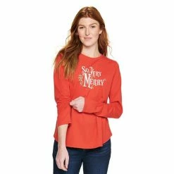 Women's Sonoma Goods For Life® Long Sleeve Holiday Graphic Tee Merry Christmas Gray -Sonoma Goods For Life shop unnamed file 1366
