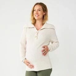 Maternity Sonoma Goods For Life® Nursing Henley Sweater Beige