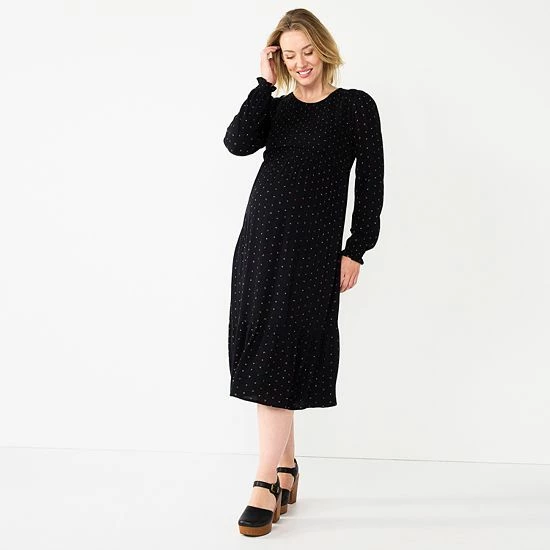 Maternity Sonoma Goods For Life® Smocked Bodice Midi Dress Black Floral 6 Maternity Sonoma Goods For Life® Smocked Bodice Midi Dress Black Floral - Image 4