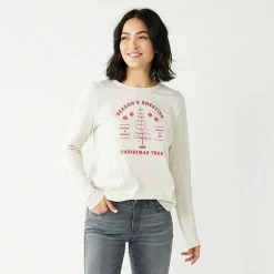 Women's Sonoma Goods For Life® Long Sleeve Holiday Graphic Tee Merry Christmas Gray -Sonoma Goods For Life shop unnamed file 1372