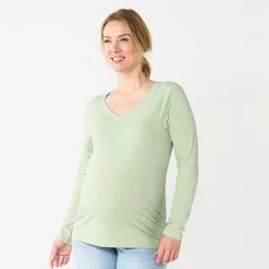 Maternity Sonoma Goods For Life® Essential Long Sleeve V-Neck Tee Green