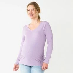 Maternity Sonoma Goods For Life® Essential Long Sleeve V-Neck Tee Green -Sonoma Goods For Life shop unnamed file 13741