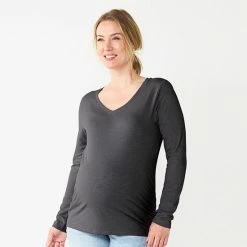 Maternity Sonoma Goods For Life® Essential Long Sleeve V-Neck Tee Green -Sonoma Goods For Life shop unnamed file 13742