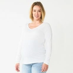 Maternity Sonoma Goods For Life® Essential Long Sleeve V-Neck Tee Green -Sonoma Goods For Life shop unnamed file 13743