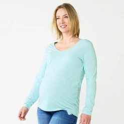 Maternity Sonoma Goods For Life® Essential Long Sleeve V-Neck Tee Green -Sonoma Goods For Life shop unnamed file 13744