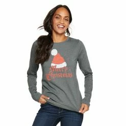Women's Sonoma Goods For Life® Long Sleeve Holiday Graphic Tee Merry Christmas Gray -Sonoma Goods For Life shop unnamed file 1377