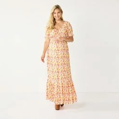 Maternity Sonoma Goods For Life® Smocked Sleeve Babydoll Maxi Dress Pink Yellow Floral -Sonoma Goods For Life shop unnamed file 13774