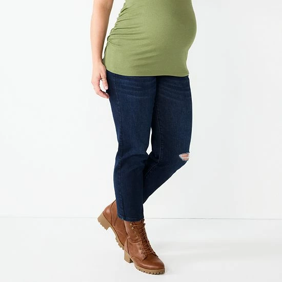 Maternity Sonoma Goods For Life® Over-The-Belly Cropped Straight-Leg Jeans Destructed Light Wash 3 Maternity Sonoma Goods For Life® Over-The-Belly Cropped Straight-Leg Jeans Destructed Light Wash