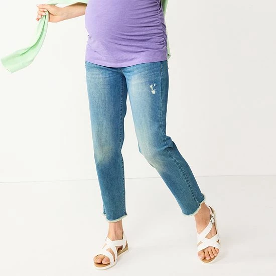 Maternity Sonoma Goods For Life® Over-The-Belly Cropped Straight-Leg Jeans Destructed Light Wash 8 Maternity Sonoma Goods For Life® Over-The-Belly Cropped Straight-Leg Jeans Destructed Light Wash - Image 6
