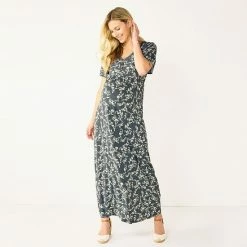 Maternity Sonoma Goods For Life® Ruffle-Sleeve Maxi Dress Blue Floral -Sonoma Goods For Life shop unnamed file 13816