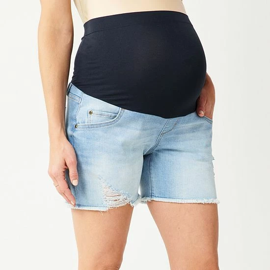 Maternity Sonoma Goods For Life® Over-The-Belly Panel Jean Shorts Medium Wash 5 Maternity Sonoma Goods For Life® Over-The-Belly Panel Jean Shorts Medium Wash - Image 3