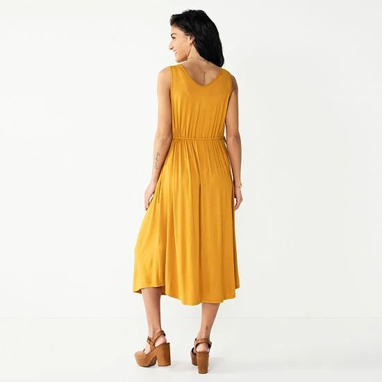 Maternity Sonoma Goods For Life® Knot Side Midi Shirt Dress Brassy Gold 4 Maternity Sonoma Goods For Life® Knot Side Midi Shirt Dress Brassy Gold - Image 2