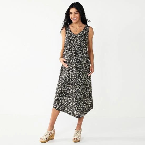 Maternity Sonoma Goods For Life® Knot Side Midi Shirt Dress Brassy Gold 6 Maternity Sonoma Goods For Life® Knot Side Midi Shirt Dress Brassy Gold - Image 4