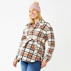 Maternity Sonoma Goods For Life® Belted Shacket Blue Plaid