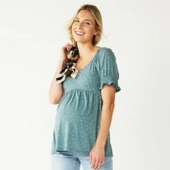 Maternity Sonoma Goods For Life® Smocked Sleeve Babydoll Top Blue Dot -Sonoma Goods For Life shop unnamed file 13907